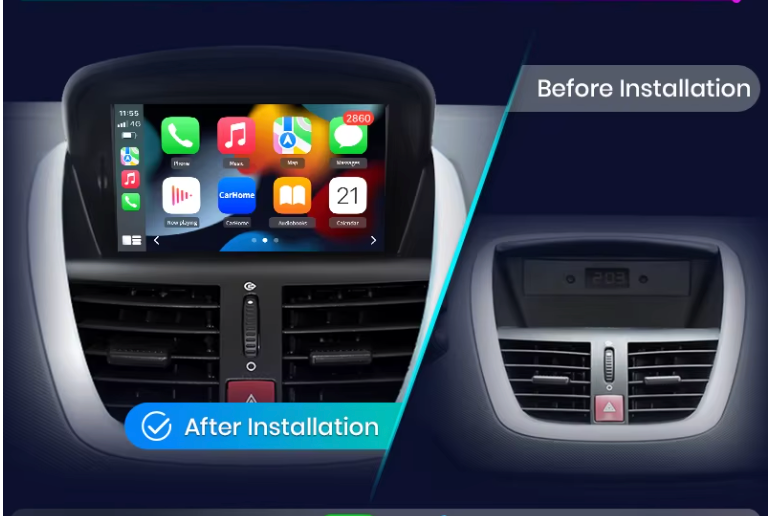 Autoradio Android 13 pour Peugeot 207 & 207CC (2006-2015) - CarPlay & Android Auto Sans Fil - Écran 7" GPS, WiFi & 4G