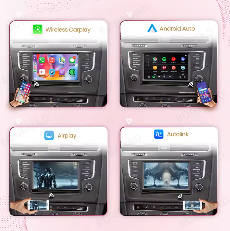 Interface Intégrée CarPlay et Android Auto Sans Fil - Système MIB 1/2 pour Volkswagen (Golf, Passat, Tiguan, Touareg) et Skoda Octavia