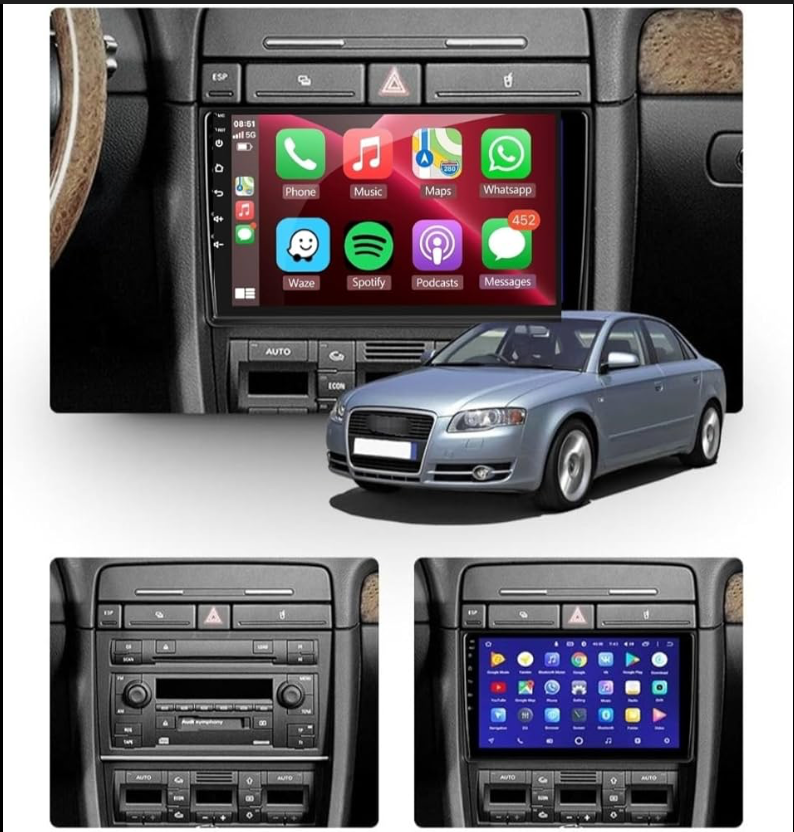 Autoradio Android 13 pour Audi A4 (B6/B7/B8/B9) & Seat Exeo - CarPlay & Android Auto Sans Fil - Écran Tactile GPS
