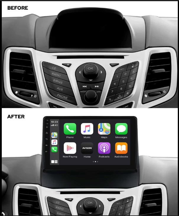 Autoradio Android 16 pour Ford Fiesta (2009-2017) - Apple CarPlay & Android Auto Sans Fil - Écran HD GPS, WiFi & 4G