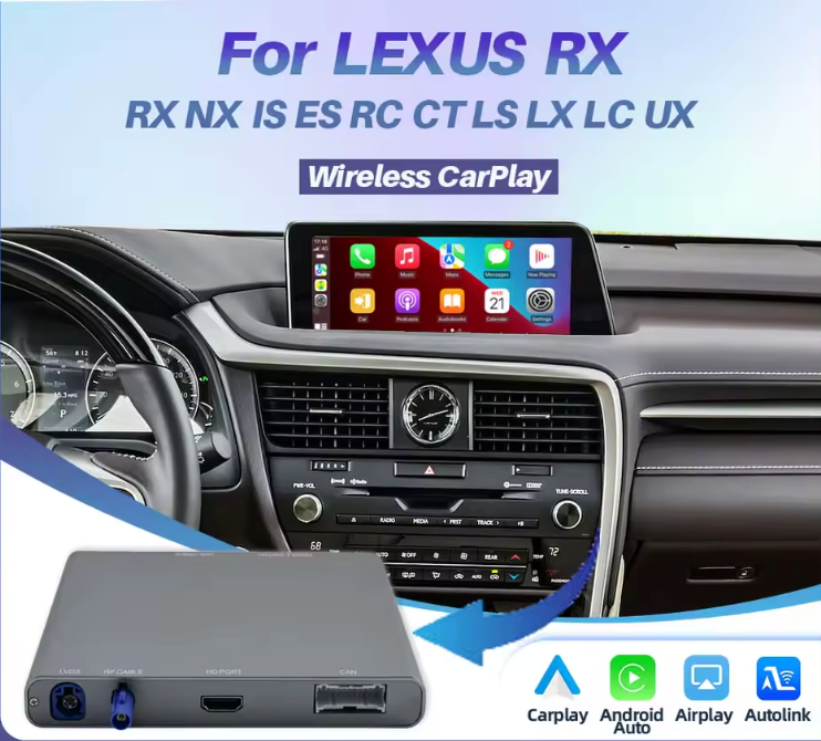Module CarPlay & Android Auto Sans Fil pour Lexus (2014-2019) - Compatible RX, NX, IS, ES, GS, CT, LX - Interface Bluetooth & AirPlay