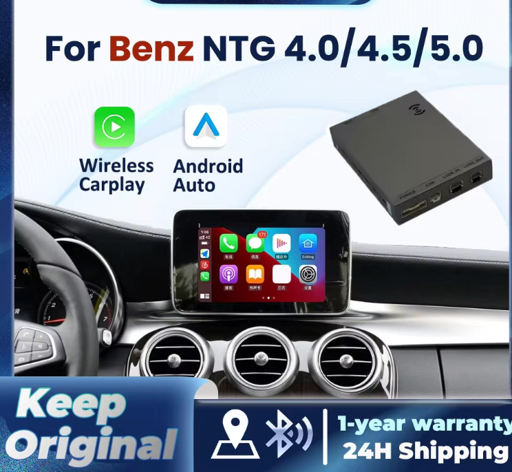 Module CarPlay & Android Auto Sans Fil pour Mercedes (2009-2015) - Systèmes NTG 4.0, 4.5, 4.7 - Compatible Classe C, E, GLK, CLS